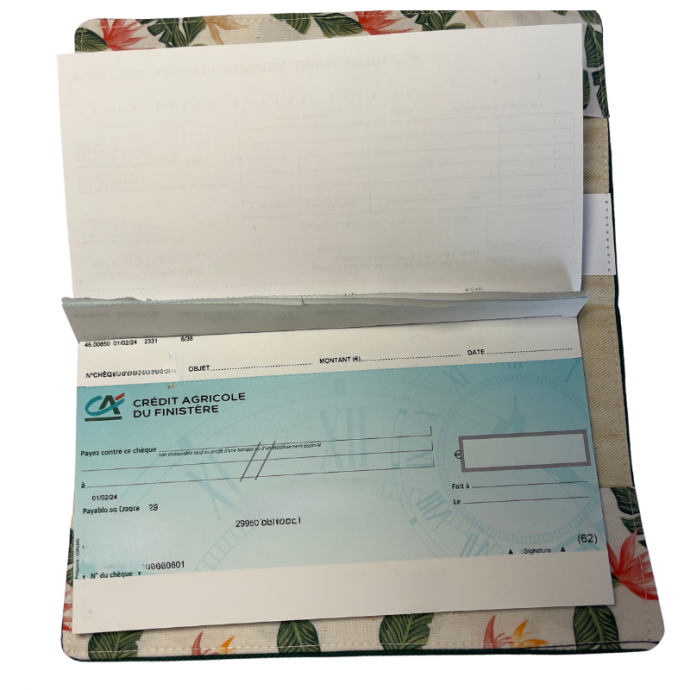 Porte chéquier upcyclé Beau Carré (format portefeuille)
